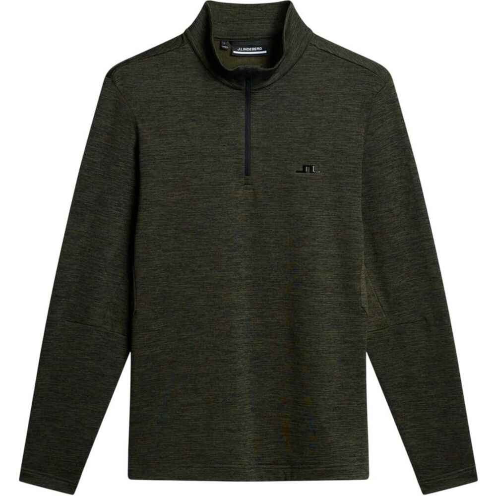 J.Lindeberg Mens Destry Zip Neck Sweatshirt / Black/Green